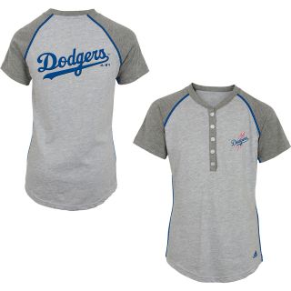 adidas Youth Los Angeles Dodgers Base Hit Henley Short Sleeve T Shirt   Size