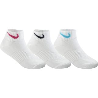 NIKE Girls Half Cushioned Low Cut Cotton Socks   3 Pack   Size 3 5, White