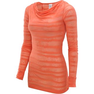 ASPIRE Womens Burnout Long Sleeve Tunic Top   Size Medium, Coral