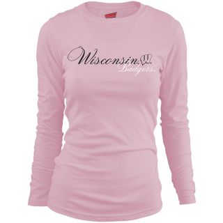 MJ Soffe Girls Wisconsin Badgers Long Sleeve T Shirt   Soft Pink   Size Medium,
