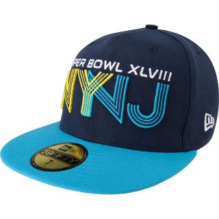 NEW ERA Mens Super Bowl XLVIII NYNJ Blue 59FIFTY Flat Brim Fitted Hat   Size