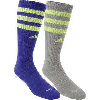 adidas Mens Team Crew Socks   2 Pack   Size Large, Purple/volt