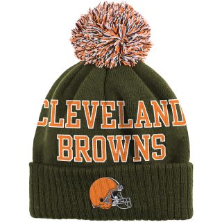 NFL Team Apparel Youth Cleveland Browns Ribbed Cuffed Pom Knit Cap   Size Youth