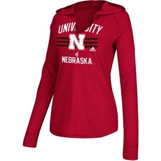 adidas Womens Nebraska Cornhuskers University Hooded Long Sleeve T Shirt  