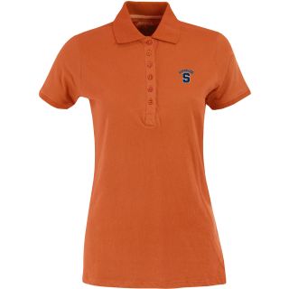 Antigua Womens Syracuse Orange Spark 100% Cotton Washed Jersey 6 Button Polo  