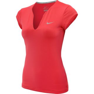 NIKE Womens Pure Short Sleeve Tennis Shirt   Size Medium, Fusion Red/silver
