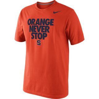 NIKE Mens Syracuse Orange Orange Never Stop Verbiage Short Sleeve T Shirt  