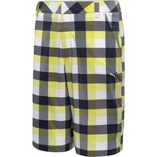 PUMA Mens Tech Checked Golf Shorts   Size 36, Lime