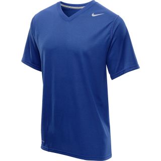 NIKE Mens Legend V Neck Short Sleeve T Shirt   Size 2xl, Military Blue/silver