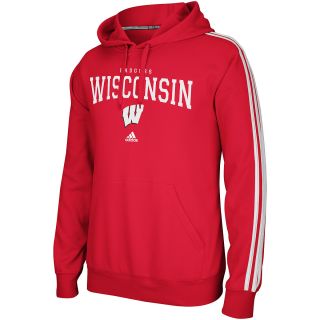 adidas Mens Wisconsin Badgers 3 Stripe Fleece Pullover Hoody   Size Small, Red