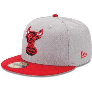 NEW ERA Mens Chicago Bulls Neon Logo Pop 59FIFTY Fitted Cap   Size 7.25, Grey