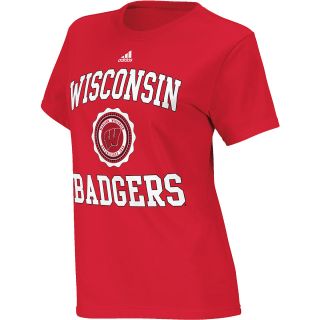 adidas Womens Wisconsin Badgers College Seal Short Sleeve T Shirt   Size