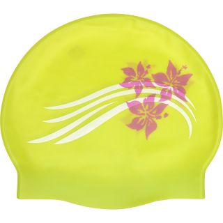 TYR Floral Silicone Swim Cap, Yellow