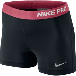 NIKE Womens Pro 3 Shorts   Size Large, Black/geranium