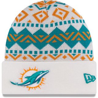 NEW ERA Mens Miami Dolphins Ivory Cuff Knit Hat, White