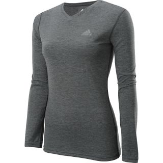 adidas Womens Ultimate Long Sleeve V Neck T Shirt   Size Medium, Dk.grey