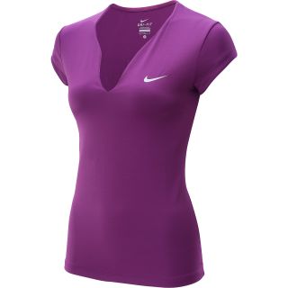 NIKE Womens Pure Short Sleeve Tennis Shirt   Size Small, Grape/silver