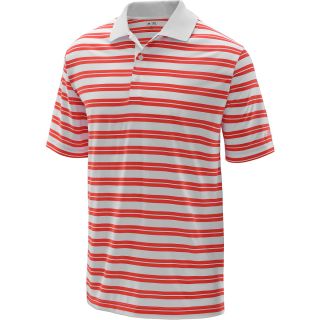 adidas Mens Striped Golf Short Sleeve Polo   Size Xl, White/coral