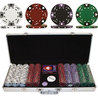 Trademark Poker 500 14g Tri Color Ace/King Suited Clay Poker Chip Set w/