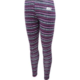 NIKE Womens Leg A See Printed Tights   Size Large, Magenta/white