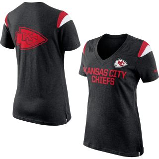 NIKE Womens Kansas City Chiefs Fan Top V Neck Short Sleeve T Shirt   Size