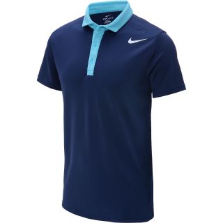 NIKE Mens Baseline Short Sleeve Tennis Polo   Size Large, Grey Mist/citrus