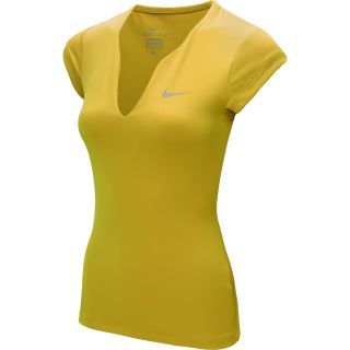 NIKE Womens Pure Short Sleeve Tennis Shirt   Size Xl, Citron/matte Silver