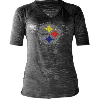 Touch By Alyssa Milano Womens Pittsburgh Steelers Rhinestone Logo T Shirt  