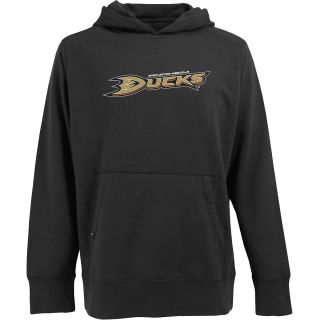 Antigua Mens Anaheim Ducks Signature Hood Applique Pullover Sweatshirt   Size