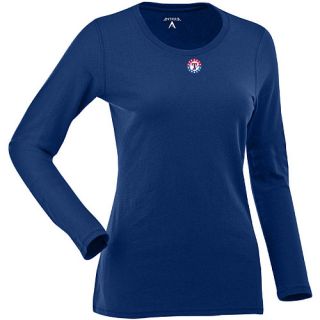 Antigua Womens Texas Rangers Relax LS 100% Cotton Washed Jersey Scoop Neck Tee