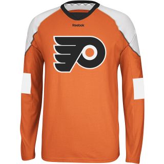 REEBOK Mens Philadelphia Flyers Team Color Jersey Replica Long Sleeve T Shirt  