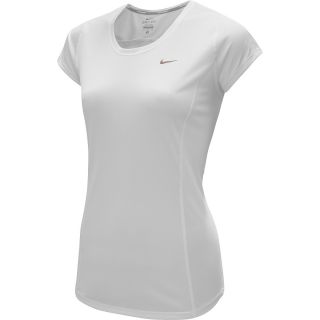 NIKE Womens Racer Short Sleeve Top   Size Large, White/red Bronze