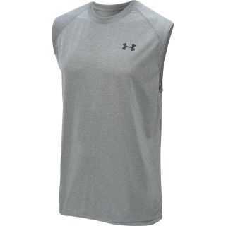 UNDER ARMOUR Mens UA Tech Sleeveless T Shirt   Size Small, Grey Heather/black