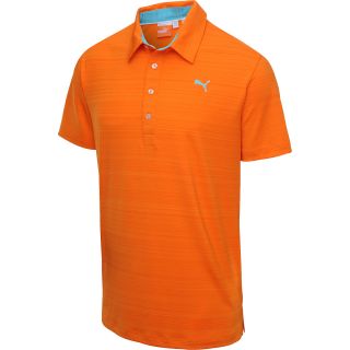 PUMA Mens Barcode Striped Short Sleeve Golf Polo   Size Small, Orange