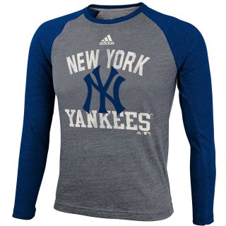 adidas Youth New York Yankees Heathered Raglan Long Sleeve T Shirt   Size
