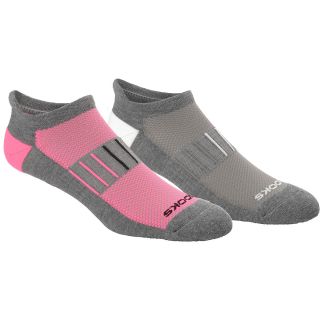 BROOKS Training Day Low Cut Socks   2 Pack   Size Medium, Grey/white/pink
