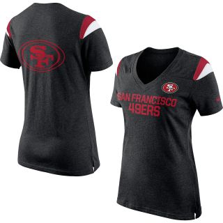 NIKE Womens San Francisco 49ers Fan Top V Neck Short Sleeve T Shirt   Size Xl,