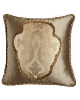 Silk Pillow with Hand Appliqued Modern Baroque Center,