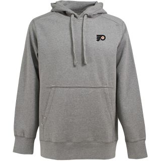 Antigua Mens Philadelphia Flyers Signature Hooded Gray Pullover Sweatshirt  