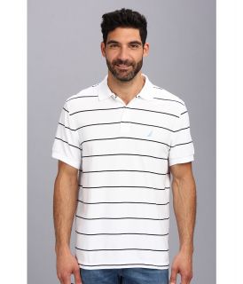 Nautica New Stripe S/S Polo Shirt Mens Short Sleeve Pullover (White)