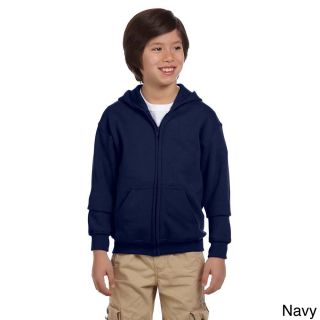 Gildan Heavy Blend Youth 50/50 Full zip Hooded Jacket Navy Size L (14 16)