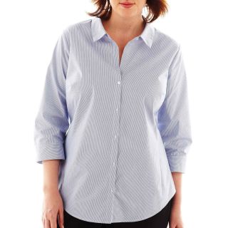 Worthington 3/4 Sleeve Shirt   Plus, Blue