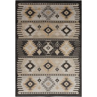 Meticulously Woven Black/grey Southwestern Aztec Nomad Area Rug (2 X 3)