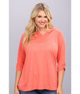 Columbia Plus Size See Through You Burnout Hoodie Womens Long Sleeve Pullover (Orange)