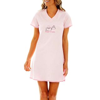 Rene Rofe V Neck Night Shirt, Pink, Womens