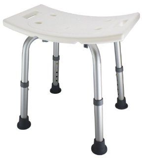Anti slip seat surface with drainage holes   Ez2care Adjustable Light Weight Shower Bench, White 