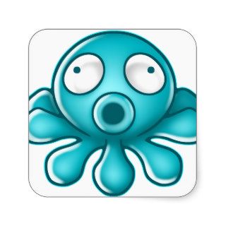 Blue Octopus Japanese Logo Stickers