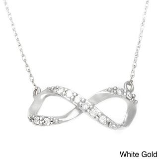 10k White or Yellow Gold 1/10ct TDW Diamond Infinity Necklace Diamond Necklaces