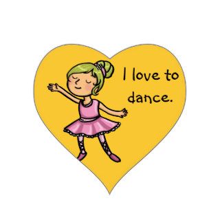 I love to dance cartoon ballet dancer stickers