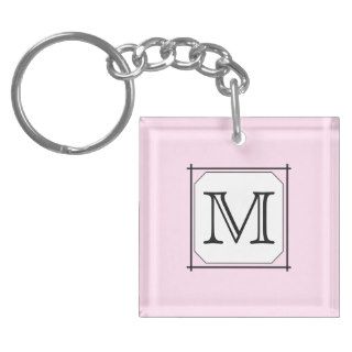 Your Letter. Custom Monogram. Pink Black White. Square Acrylic Keychains